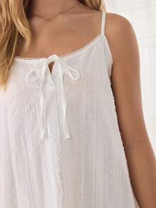Ocili Áo ngủ dài không tay, rộng rãi, thoải mái dành cho nữ, làm từ vải jacquard cotton. - trắng - Xem 4