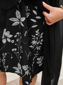 SHEIN CURVE+ Đầm giả hai mảnh cỡ lớn dành cho nữ, kiểu dáng thanh lịch, phù hợp để đi làm hoặc đi chơi. - Đen và trắng - Xem 12