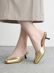 CUCCOO BIZCHIC 女士日常通勤露趾细高跟鞋 春季鞋 - 金色 - 查看 4