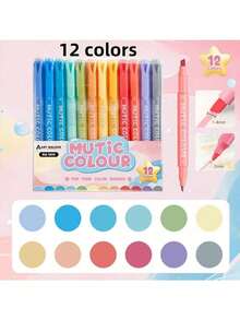 6/12/24 Colors Vibrant Liquid Acrylic Soft Tip Marker Set | Student Art Painting Doodling Color Box Pack - Sets - View 10