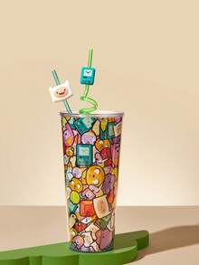 ADVENTURE TIME X SHEIN 1/5. Vỏ bọc ống hút họa tiết hoạt hình dễ thương kèm ống hút, hộp quà tặng. - Nhiều màu - Xem 2