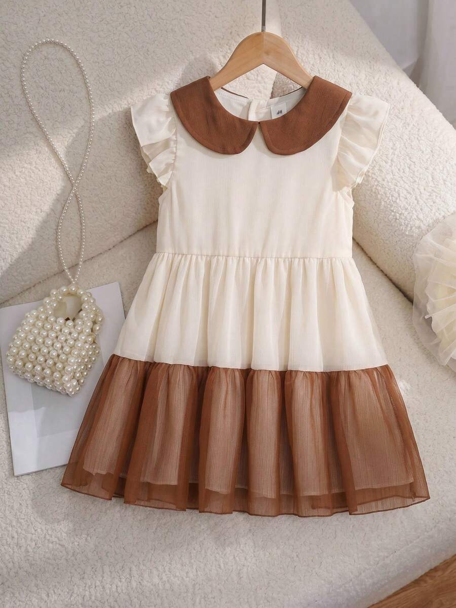 Souflis Souflis 1 chiếc đầm dài tay có mũ, phối màu ombre cho bé gái, thích hợp cho các hoạt động thường ngày, thư giãn tại nhà và dự tiệc. - Nhiều màu - Xem 1
