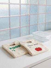 Joivida 1pc Portable Canvas Picnic Bag For Work School Camping Leak-Proof Fresh-Keeping Non-Food Contact - Multicolor - View 6