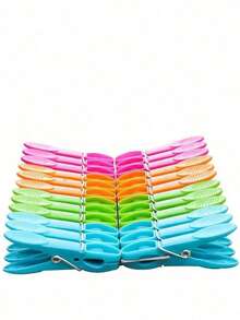 12/24/48/96Pcs Clothes Pegs & Cleaning Clips Set, 73mm Colorful Plastic Heavy Duty Spring Laundry Clips, Back To School Essential, Ideal For Clothes Towels Socks, Random Color - Multicolor - View 6