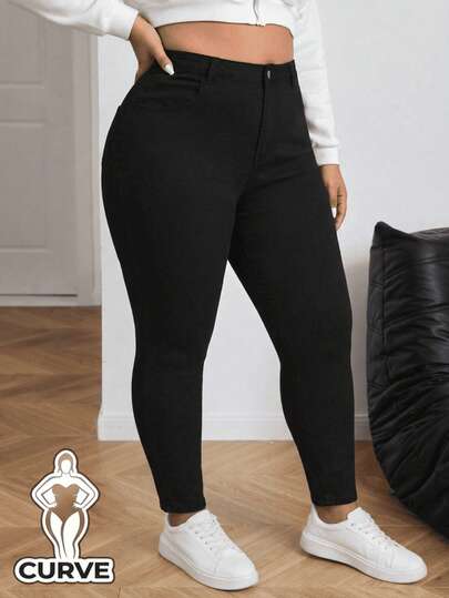 Jeans Skinny Elásticos de Talla Grande para Mujer - Comodidad Todo el Día​​, Pantalones Vaqueros ajustados elásticos con curvy