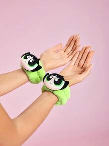 THE POWERPUFF GIRLS X SHEIN 1pc Soft Absorbent Headband, 2pcs Wristband, Comfortable & Convenient For Face Washing And Bathing - Green - View 6