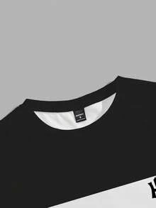 Manfinity Hypemode Men's Contrast Stripe Logo Casual T-Shirt, Summer - Multicolor - View 4