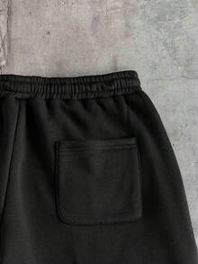 AXEPEAK Men's Casual Fashion Street Virgin Mary Cross Print Drawstring Waist Loose Shorts, Summer - Black - View 6
