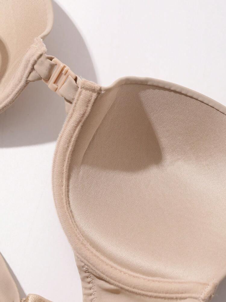 Solid Color Adjustable Spaghetti Strap Minimalist Bra, Suitable For Summer Wear