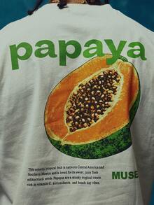 Musero Oversized Short Sleeve Dropped Shoulder "PAPAYA" Large Back Graphic Print Tshirt Spring Summer Essentials Holiday - Apricot - View 6