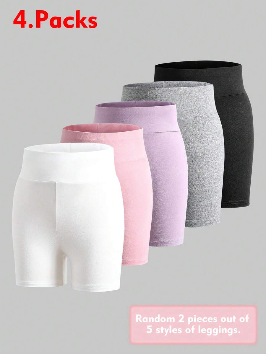 Sparklyn (2 zufällig versendet) Tween-Mädchen Leggings, Ganzjahres neu hohe Taille gestrickte hohe Elastizität einfache Mode bequem lässig gestrickte Basisschicht Hosen 3-teiliges Set, hauteng bequem, einfacher Basic Stil Anti-Exposition, doppelte Verwendung für Zuhause und Outdoor Outfit - Verschiedenfarbig - Übersicht 1