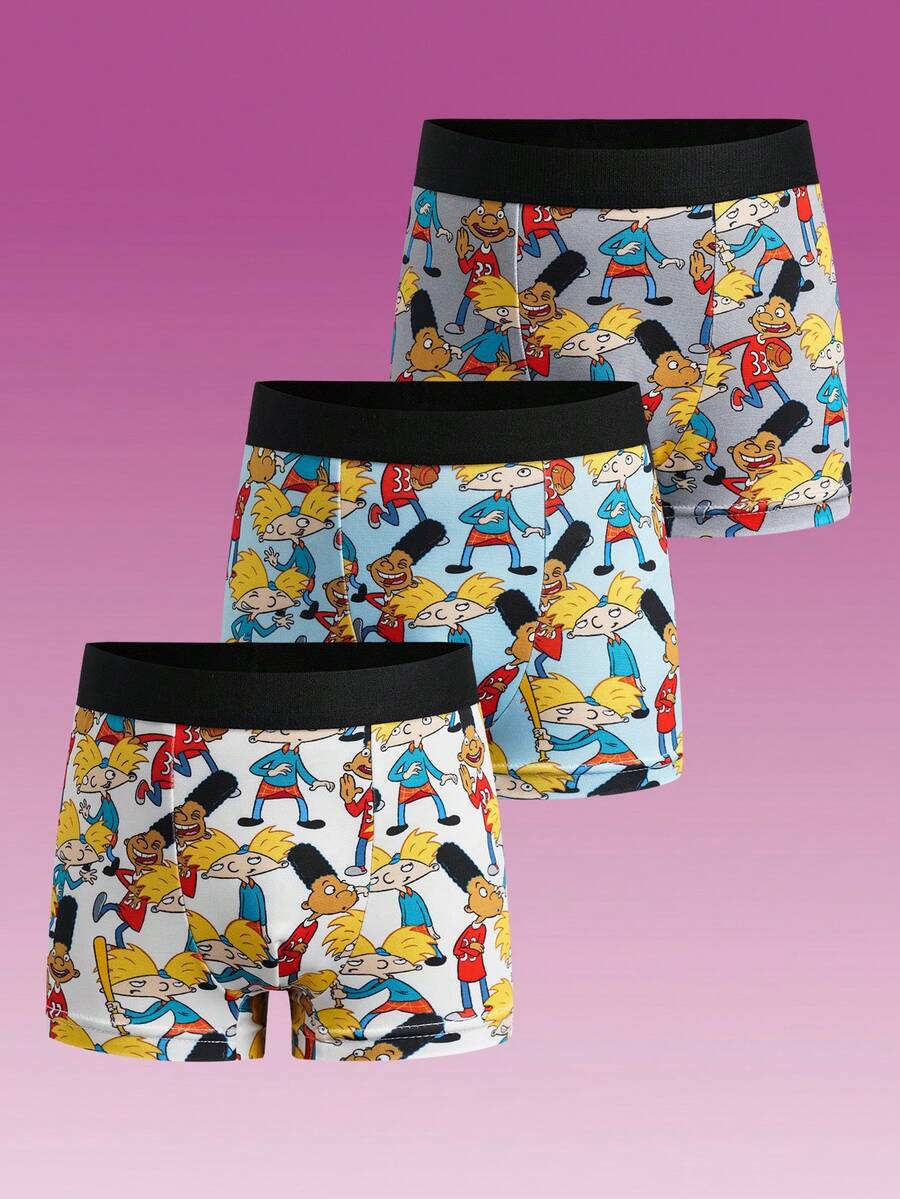 Nick 90s | SHEIN Young Boy Cartoon Print Boxer Briefs - Multicolor - View 1