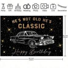 1件套“他不是老了，他是经典”生日快乐背景布，复古男士黑金主题，适用于30岁、40岁、50岁、60岁、70岁、80岁生日摄影背景装饰派对拍照道具 - 多色 - 查看 12