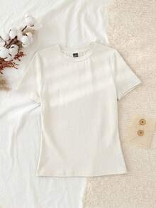 Tseoso 3件組休閒簡約95%純棉女款圓領修身長版短袖T恤套裝，適合夏季 - 彩色 - 查看 4