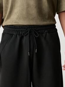 SWAVVY Men's Casual Sweatpants, Standard Size, Black, Plain Pleated - Black - View 5