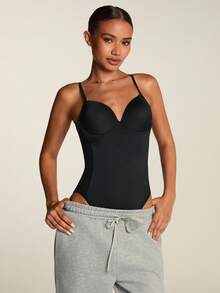 SHEIN BAE Tuta estiva da donna in nero con inserti in rete senza maniche - nero - Visualizzare 4