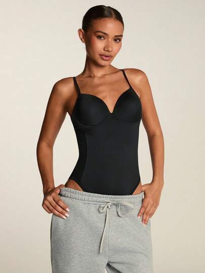 SHEIN BAE Women's Black Mesh Patchwork Sleeveless Jumpsuit For Summer
