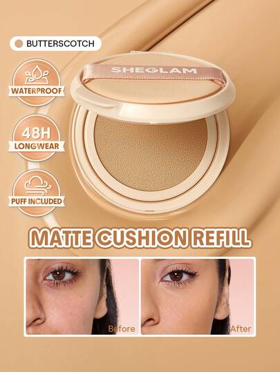 SHEGLAM Lock & Go Long-Lasting Cushion Foundation (Refill)-Butterscotch Brand Beauty Makeup Face Paint Cosmetic For Women Girls Perfect For Spring Summer Ideal For Y2K Fancy Fashion Suitable For Birthday Mother'S Day Gift Rave Festival Party Ready Best Color