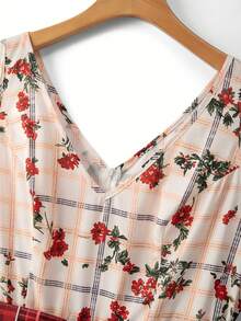 Linhara Đầm không tay xếp ly dáng suông, cổ chữ V, họa tiết hoa retro Pháp mới dành cho nữ, cỡ lớn, thích hợp cho kỳ nghỉ, đi làm hàng ngày và hẹn hò cuối tuần. - Nhiều màu - Xem 3