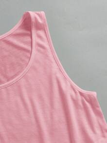 SHEIN EZwear 女士休闲宽松露脐U领背心，适合夏季穿着 - 粉色 - 查看 5