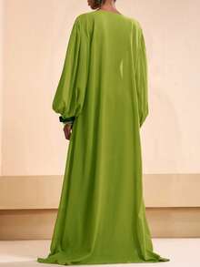 Conjunto de camisa y pantalones de playa elegante y casual para vacaciones 2026 - Verde Limelight - Ver 2