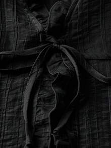 GlowEve CURVE 大码泡泡纹理蝴蝶结开衫，时尚女装上衣 - 黑色 - 查看 4