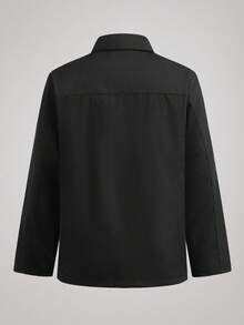 Officeau Men's Collared Jacket, Sports Casual Zip-Up Lightweight Windbreaker, Suitable For Spring/Autumn Outdoor & Casual Wear, Thin Design, Urban Functional - Black - View 2