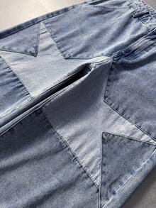 ROMWE MEN Street Life Quần jean denim in họa tiết thường ngày dành cho nam - Màu xanh lam - Xem 5