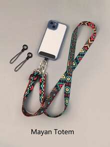 1PC Adjustable Retro Totem Phone Strap, Fashionable, High-End, Long Hanging Chain For Women, Comfortable Wear Around Neck - Multicolor - View 10