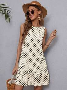 EMERY ROSE Round Neck Short Sleeve A-Line Hem Patchwork Dress,Summer Dresses For Women - Light Yellow - View 4
