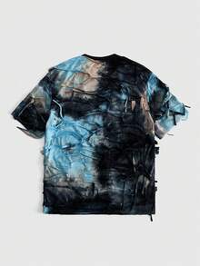 ROMWE MEN Street Life Men's Street Fashion Ripped Multicolor Short Sleeve T-Shirt - Multicolor - View 2