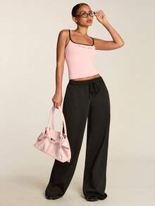 SHEIN BAE Áo tank top thể thao nữ ôm sát, in họa tiết màu hồng - Hồng - Xem 5