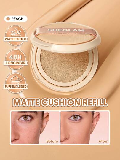SHEGLAM Lock & Go Long-Lasting Cushion Foundation (Refill)-Peach Brand Beauty Makeup Face Paint Cosmetic For Women Girls Perfect For Spring Summer Ideal For Y2K Fancy Fashion Suitable For Birthday Mother'S Day Gift Rave Festival Party Ready Best Color