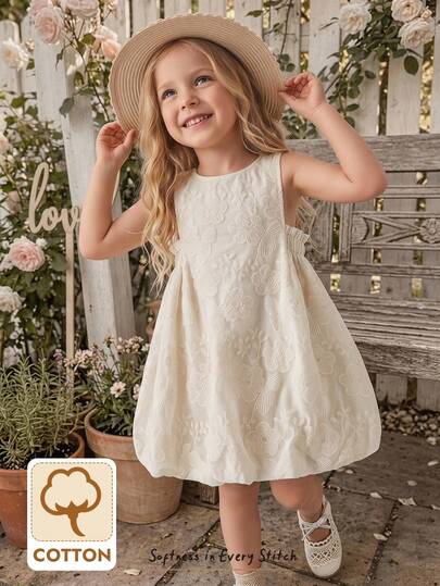 Cozy Pixies Vestido de niña con estampado floral, cuello redondo y sin mangas, versátil y cómodo