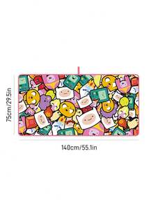 ADVENTURE TIME X SHEIN 1件卡通印花浴巾、海灘巾，可用於海灘、游泳巾 - 粉色 - 查看 3