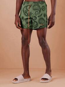 SUMWON Paisley-Muster Schnelltrocknende Badeshorts St. Patricks Day Strand Badehose Irisches Thema Sommer Schwimm Board Shorts mit elastischem Bund Glücksbringer Tragen - Grün - Übersicht 3
