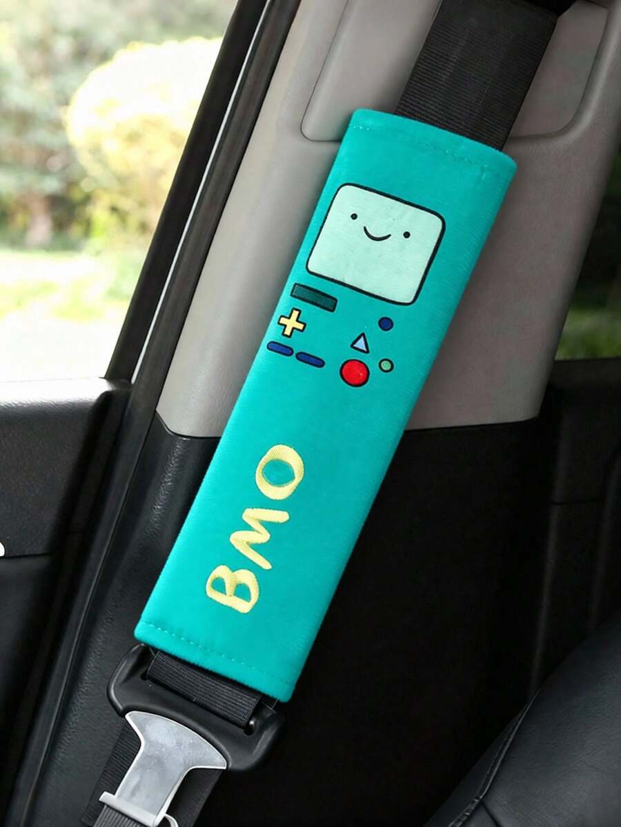 ADVENTURE TIME X SHEIN 汽車安全帶肩部護套,柔軟防勒舒適款,汽車肩墊,通用四季適用,汽車安全肩部用品 - BMO綠色 - 查看 1