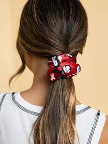 SHEIN Felix The Cat Pack Of 3, Cute, Fashionable, Soft Gloss, Large Intestine Ring, Cartoon Printed Hair Band, Gold & Red & Black, Cat, Suitable For Beauty Use, High Ponytail. - 彩色 - 查看 7