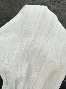 SHEIN EZwear 女士夏季休闲白色纹理收腰前开襟纽扣梭织衬衫 - 白色 - 查看 10