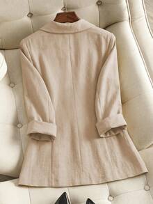 Franclia Blazer Kantor Wanita Ukuran Besar, Minimalis, dan Pas Badan, Cocok untuk Musim Semi/Panas - Khaki - View 2