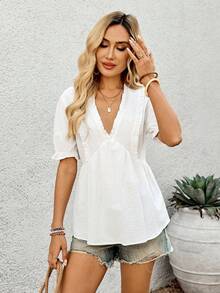 EMERY ROSE Women's Summer Holiday Vacation Top , Country Concert White Boho - White - View 8