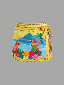 Swim Oasis 法国南部高端度假风鹦鹉系带连体泳衣搭配半身裙 - 彩色 - 查看 7