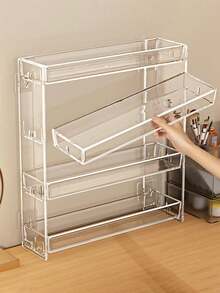 1 4-Layer Transparent Acrylic Tea Bag Storage Rack, Multifunctional Coffee Capsule Sugar Bag Storage Container, Detachable Cosmetics And Sundries Display Rack, Wall-Mounted Or Countertop Kitchen Seasonings Rack Food Storage Cabinet Storage Rack. - Transparent - View 6