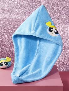 THE POWERPUFF GIRLS X SHEIN 1个可爱卡通刺绣干发帽，超强吸水干发帽，适合各种发质和发量，吸水快干 - 藍色 - 查看 2