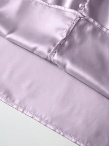 GlowEve CURVE Áo sơ mi tay ngắn dáng suông, chất liệu satin lụa bóng, bóng mượt, cỡ lớn, đính ngọc trai, thích hợp mặc đi làm, hẹn hò. - Màu Lilac Tím - Xem 6