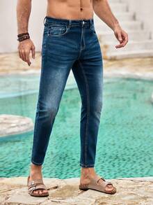 Mercer Haus Men Slant Pocket Jeans - Dark Wash - View 4