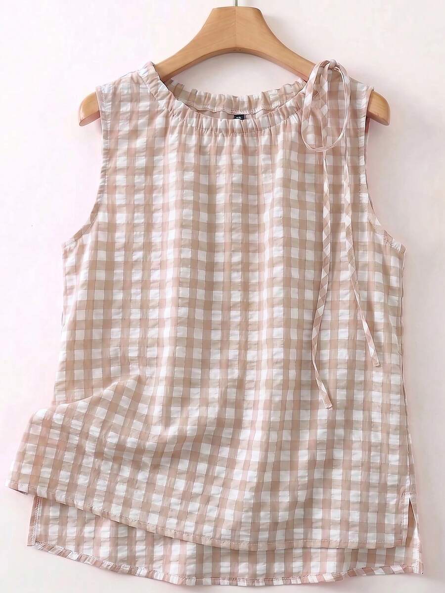 Linhara New Arrival Spring/Summer Plus Size Women Vacation Casual Style Printed Camisole And Tank Top - Khaki - View 1