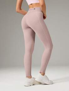OutZeal Women Sports Leggings Gym Workout Pilates Soft Stretch Tummy Control With Pockets Active Bottoms - Pink - View 8