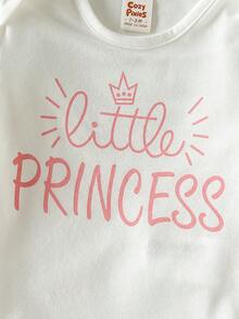 Cozy Pixies Newborn Baby Girl Off-White Summer Cute Photo Shoot 1st Birthday,Wedding,Vacation Outfit,Elegant Bow Letter Knit Romper,Ruffle Mesh Skirt 2-Piece Set - Pink - View 4