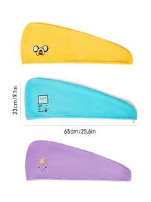 ADVENTURE TIME X SHEIN 1个可爱卡通刺绣干发帽，超强吸水干发帽，适合各种发质和发量，吸水快干 - 均碼 - 查看 5